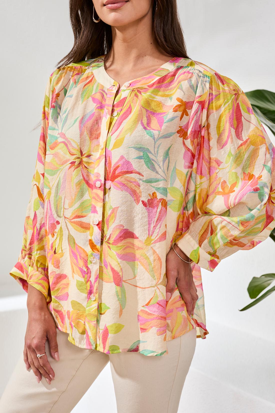 Floral Print Gauze Blouse
