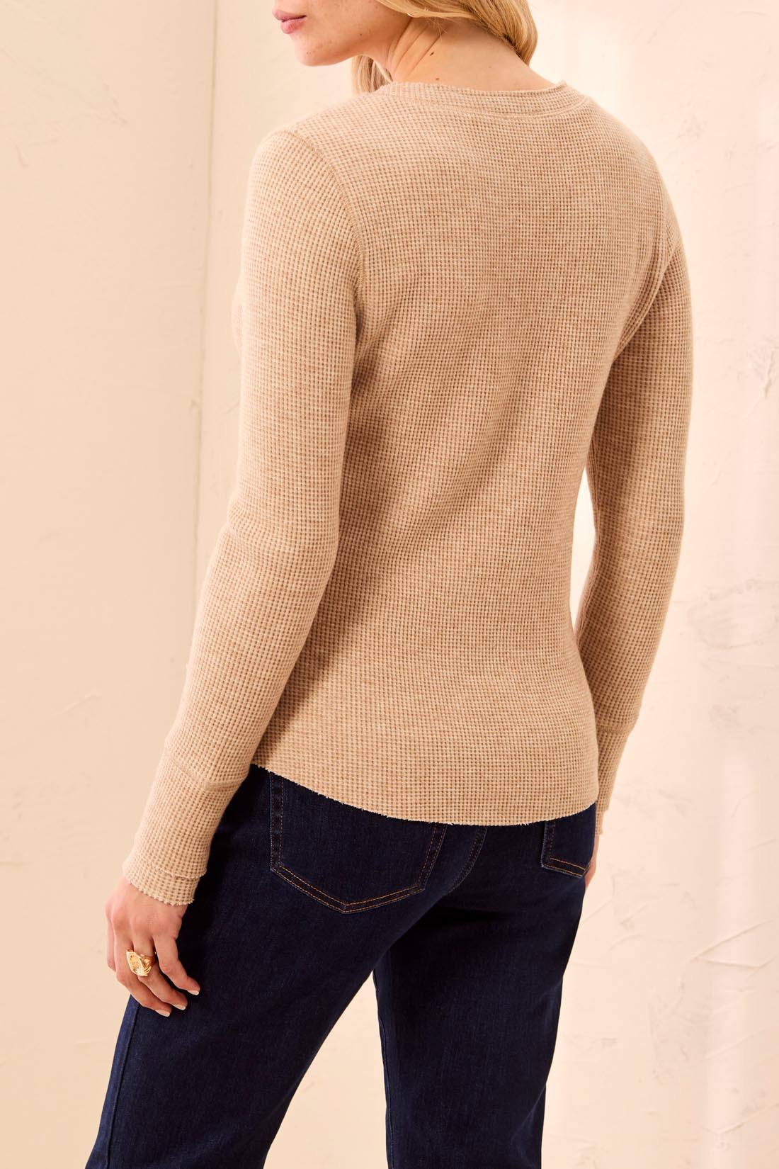 Waffle Knit Henley Top