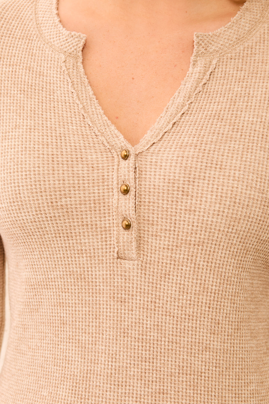 Waffle Knit Henley Top