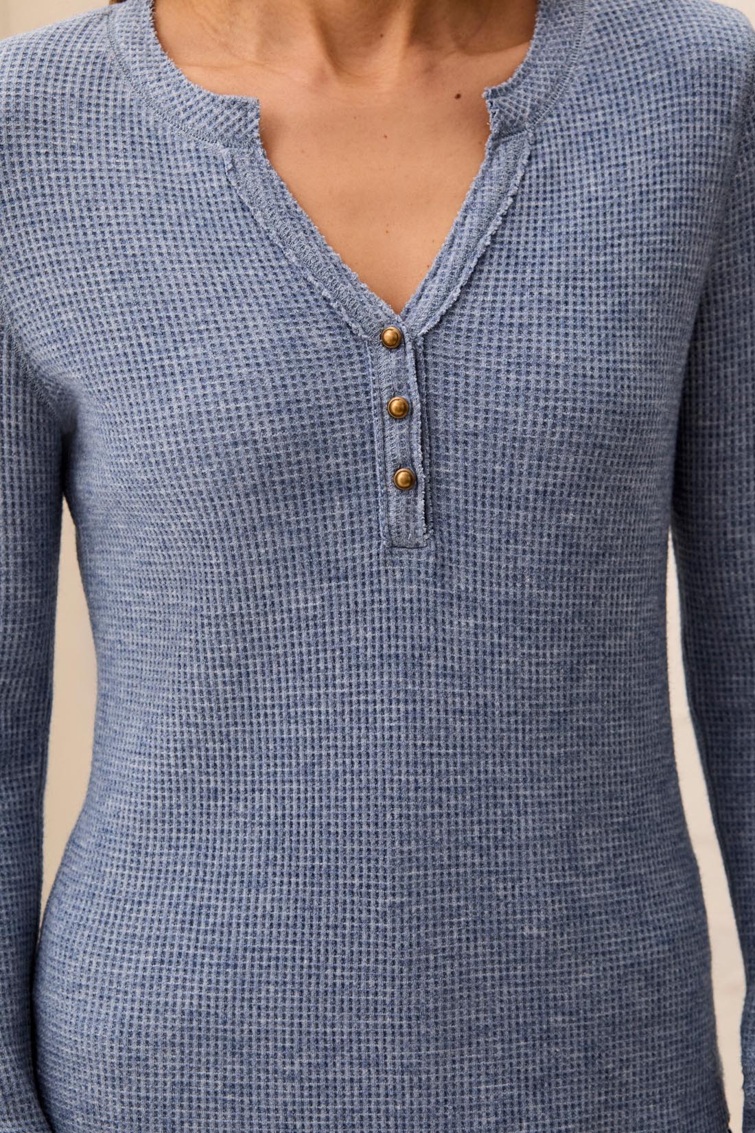 Waffle Knit Henley Top