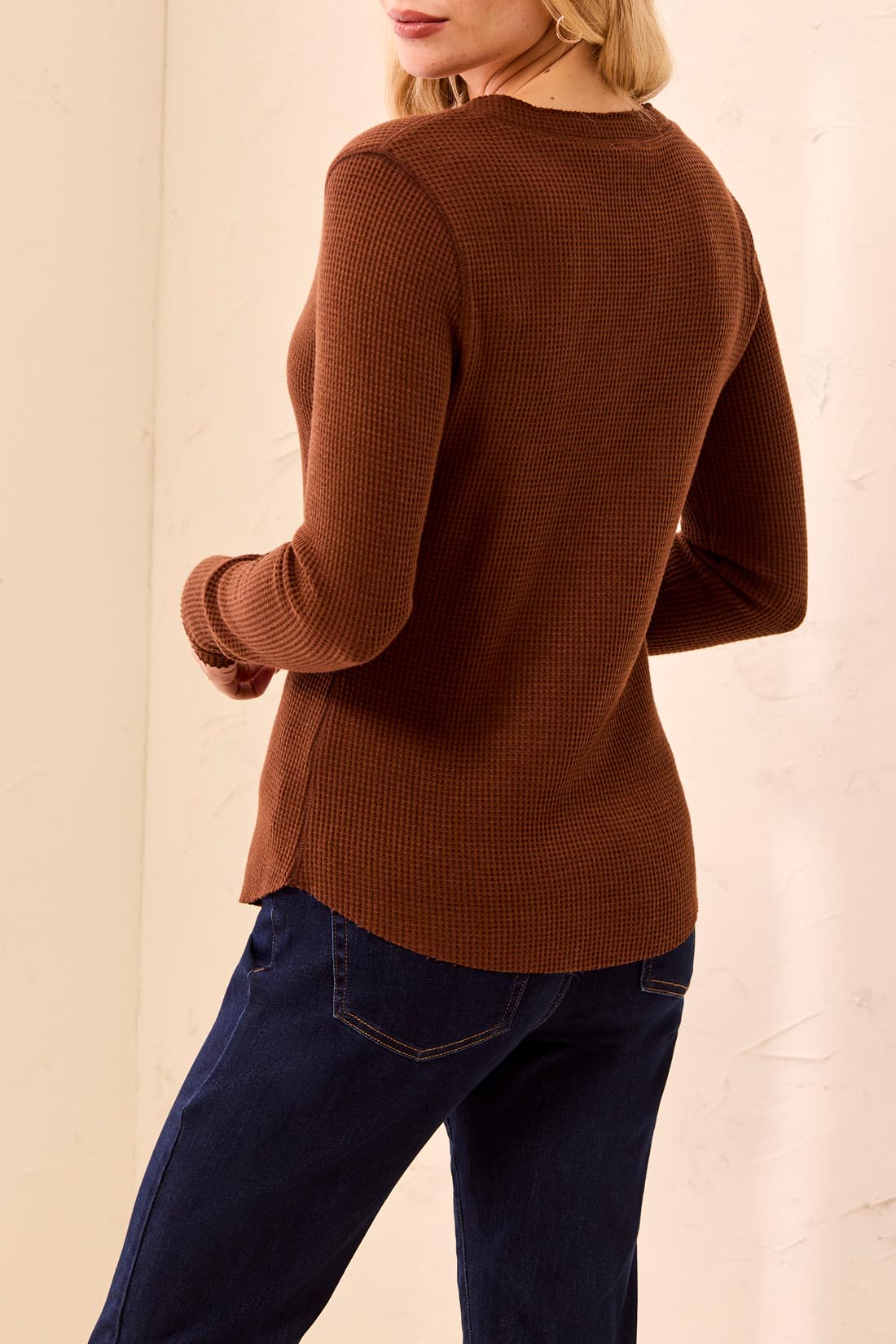 Waffle Knit Henley Top