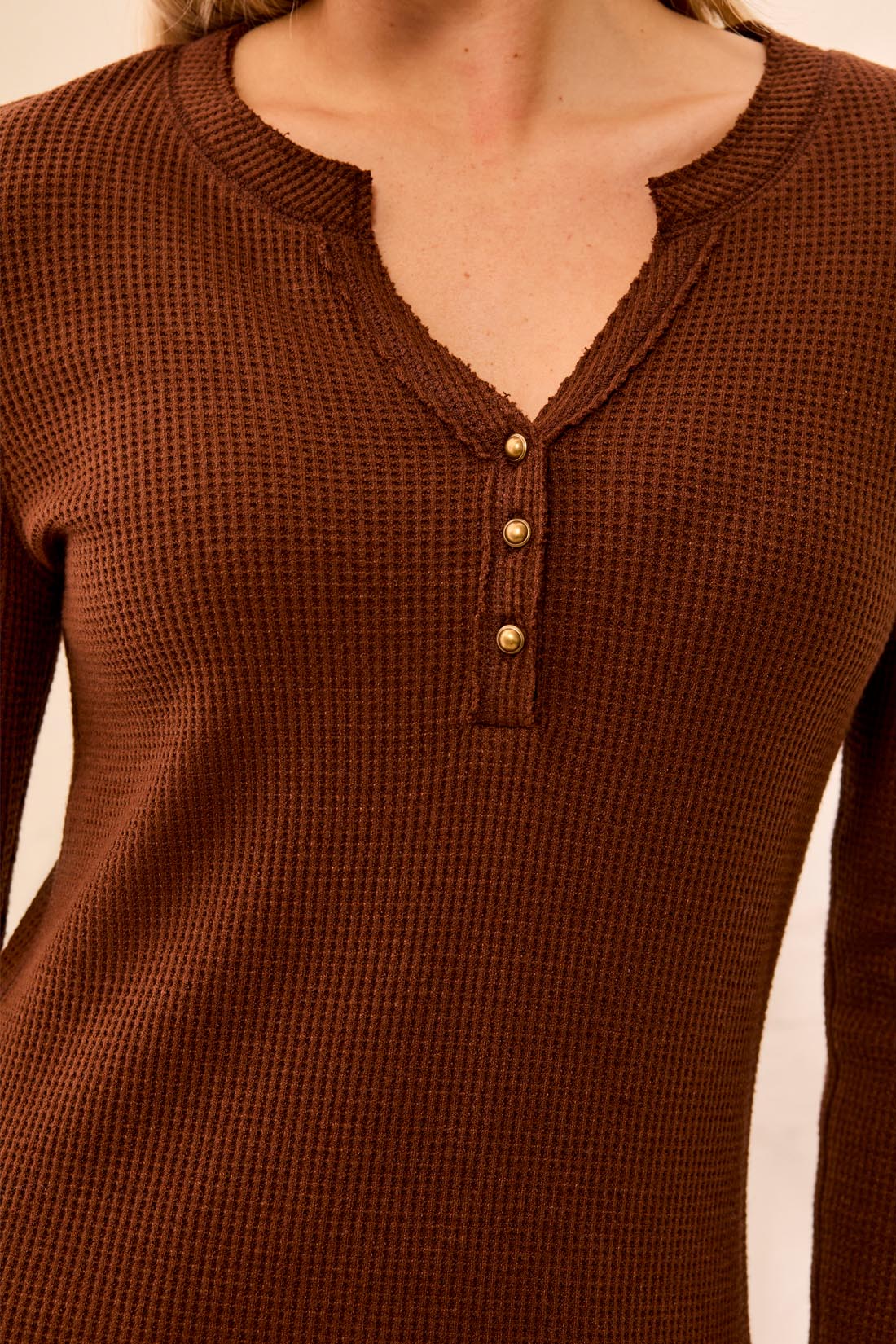 Waffle Knit Henley Top