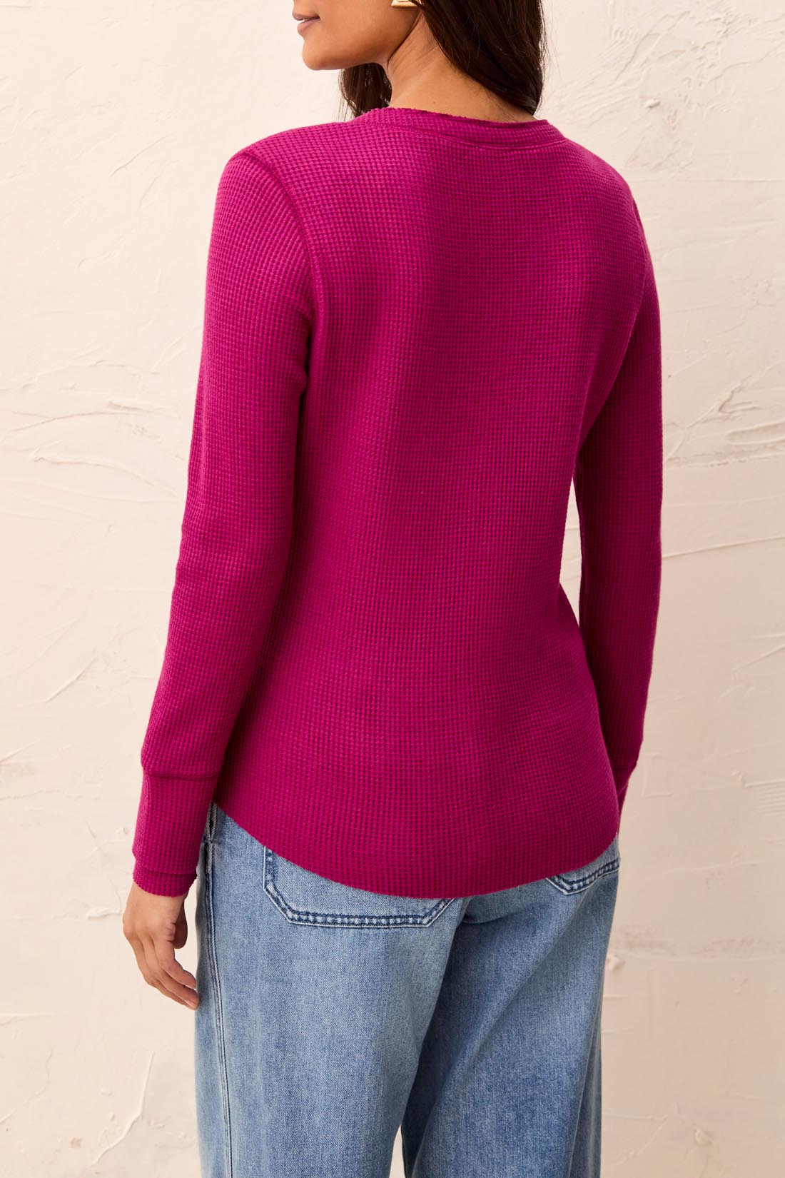 Waffle Knit Henley Top