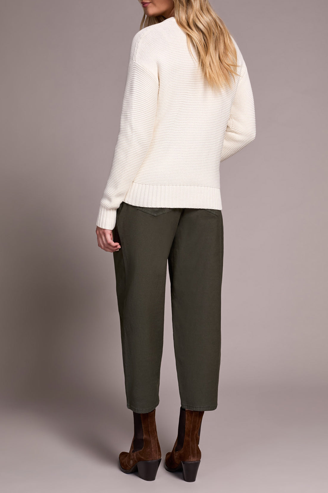 Crew Neck Vintage Wash Cardigan