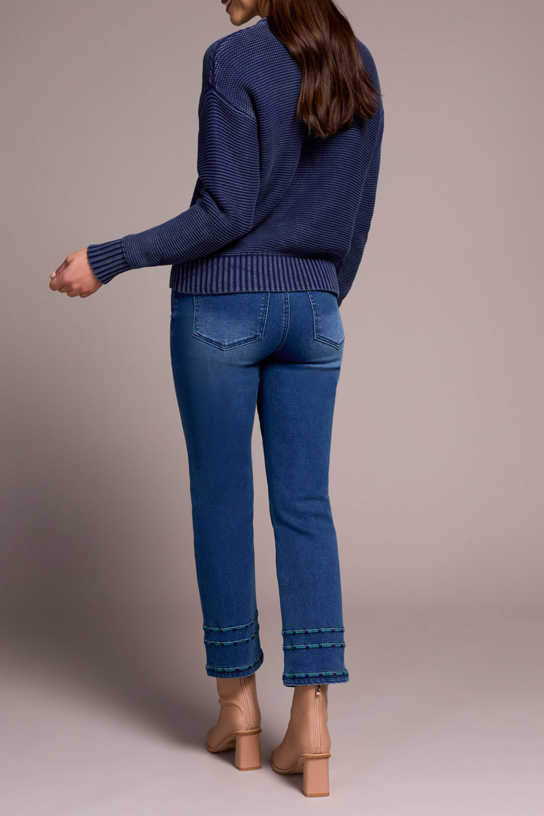 Crew Neck Vintage Wash Cardigan