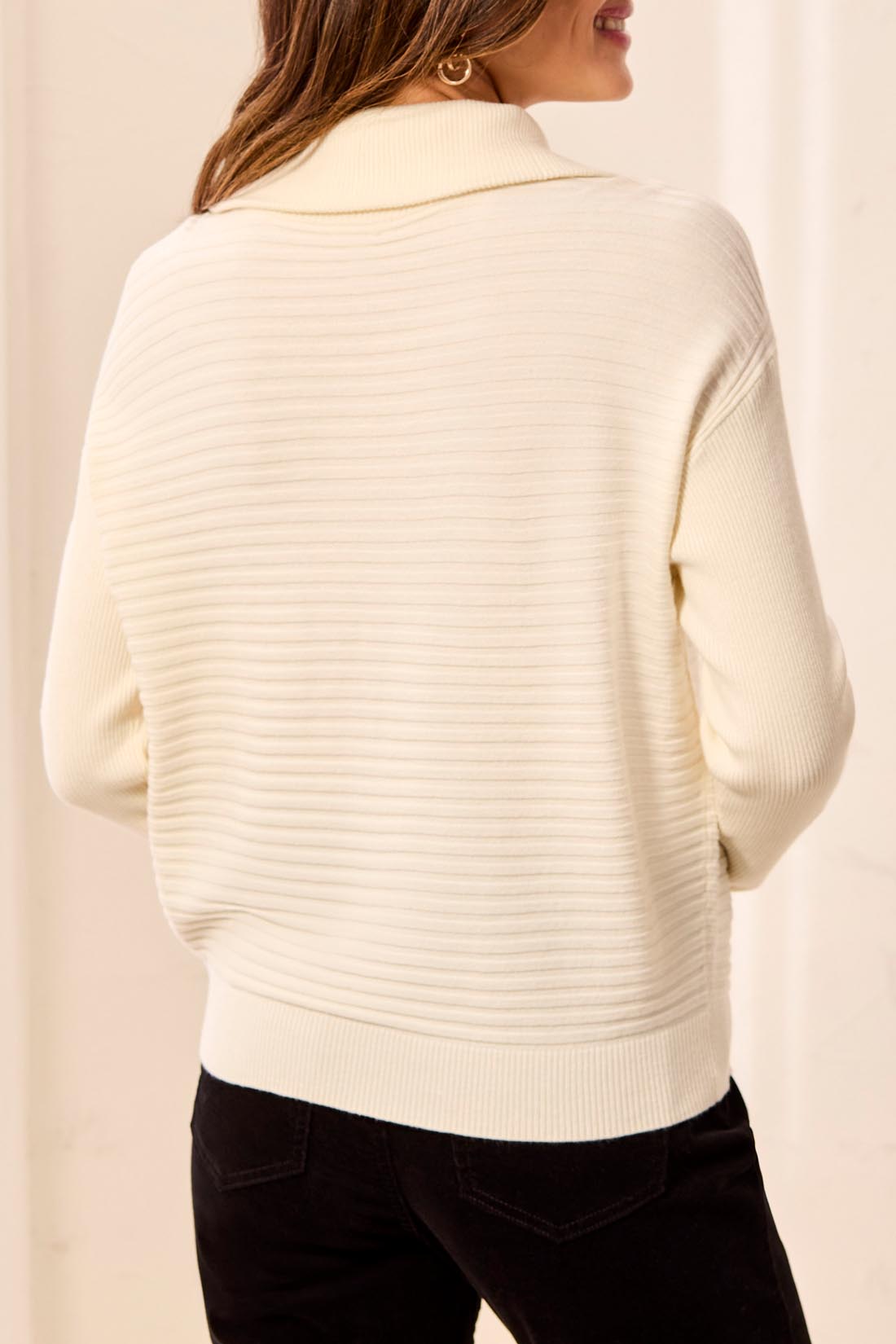 Zip Wing Collar Sweater