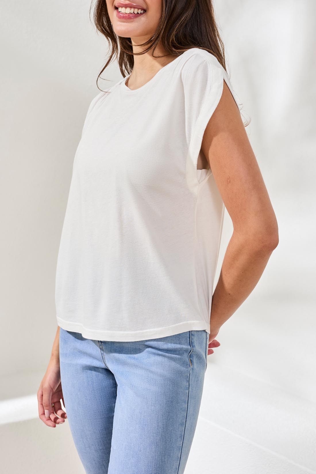 Pleat Shoulder Jersey Top
