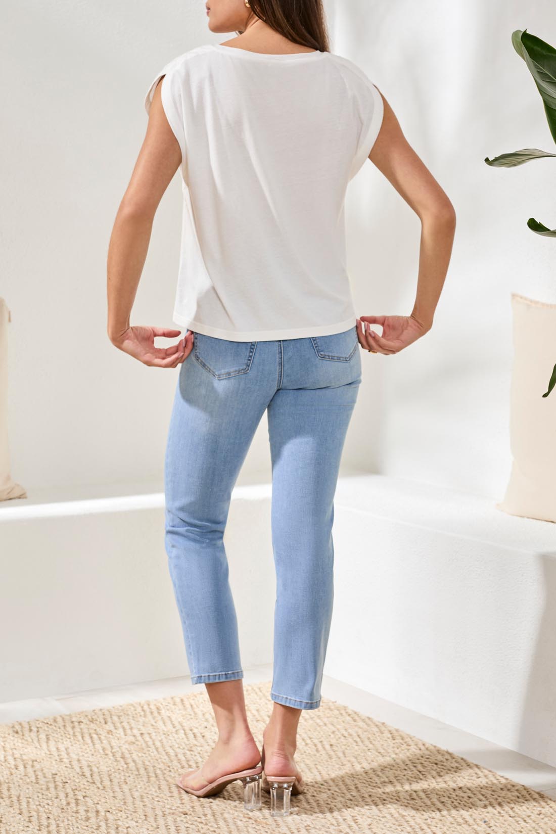 Pleat Shoulder Jersey Top