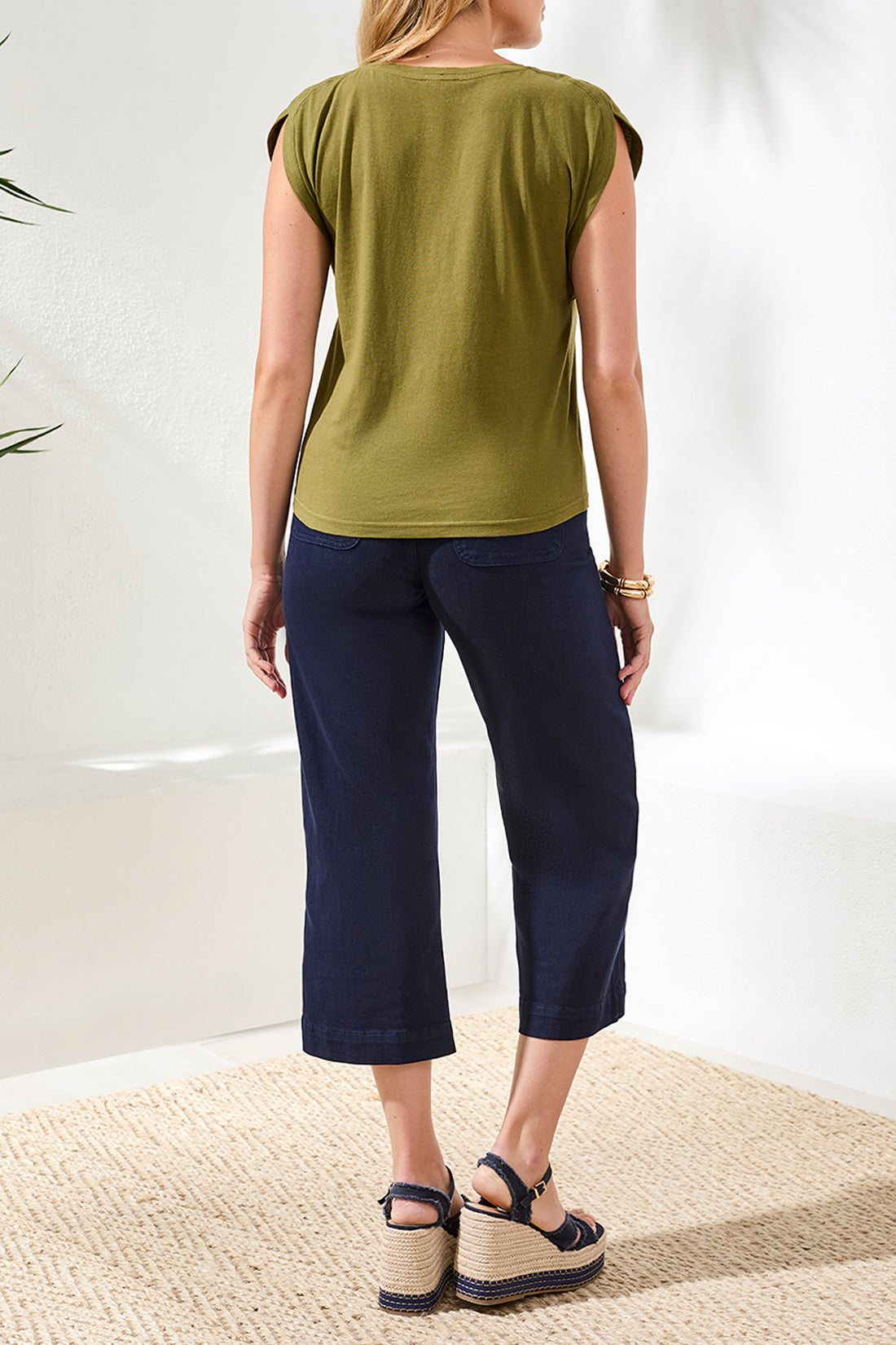 Pleat Shoulder Jersey Top