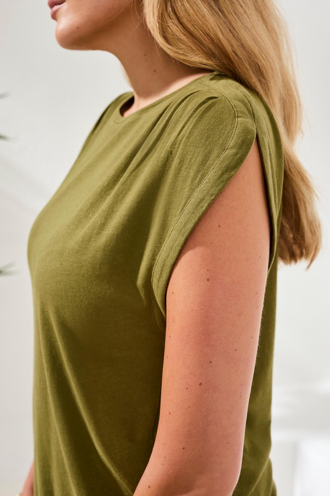 Pleat Shoulder Jersey Top