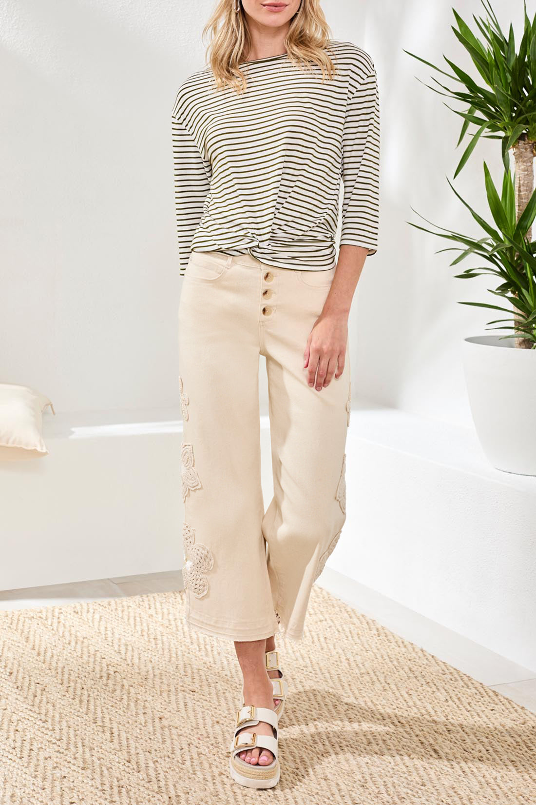 Stripe Print Knot Front Top