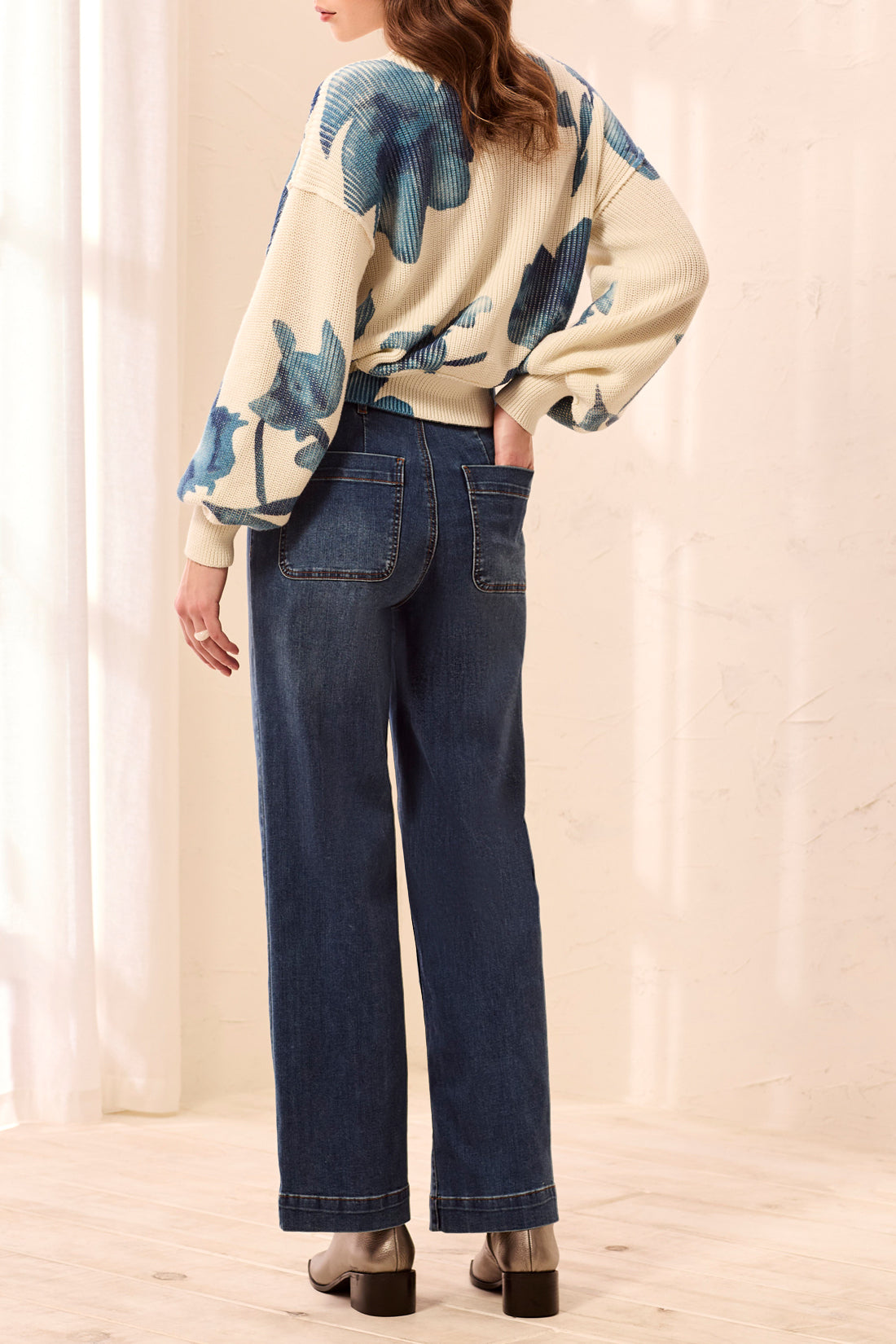 Straight Leg Patch Pocket Jeans