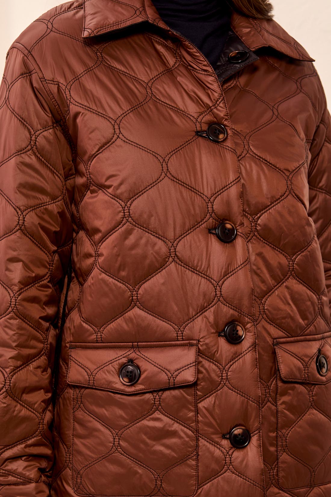 Quilt Button Front Reversible Coat