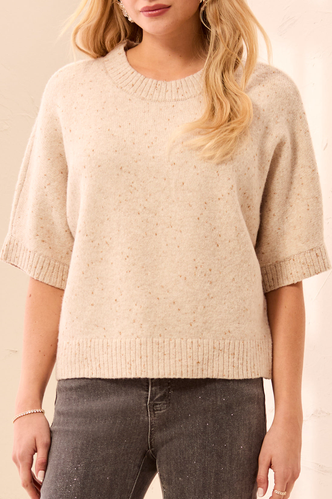 Lurex Thread Crew Neck Sweater