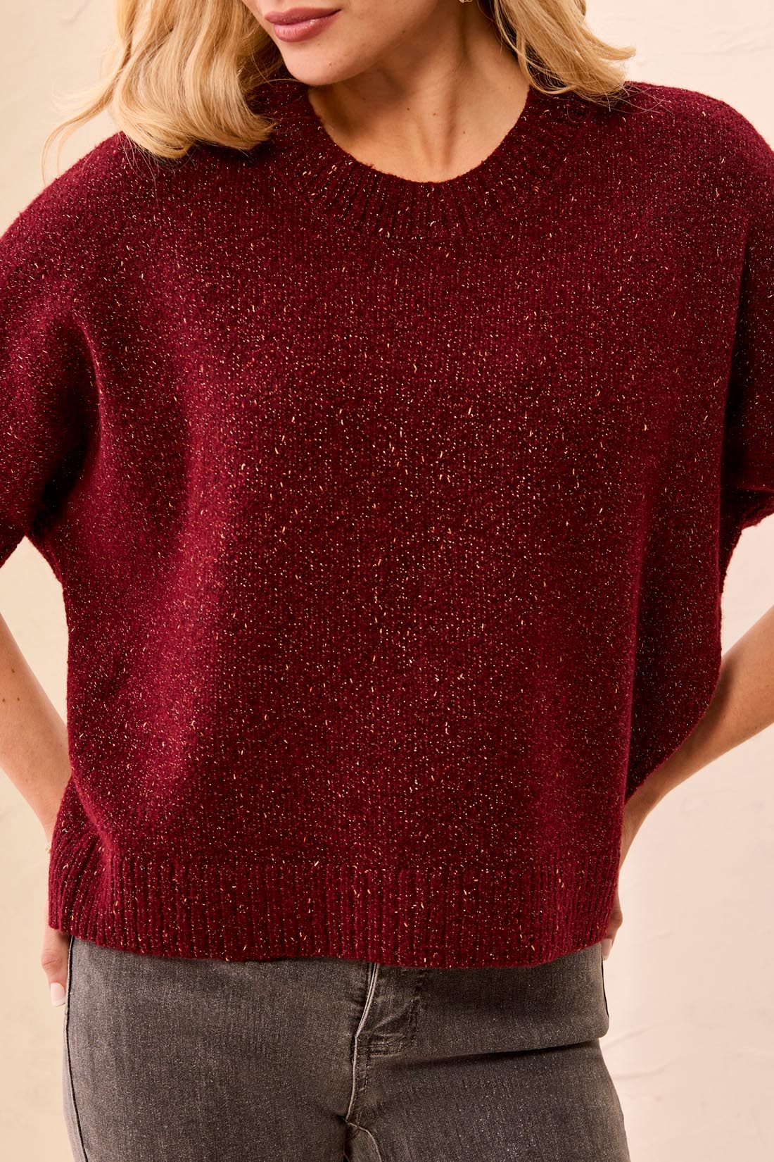 Lurex Thread Crew Neck Sweater