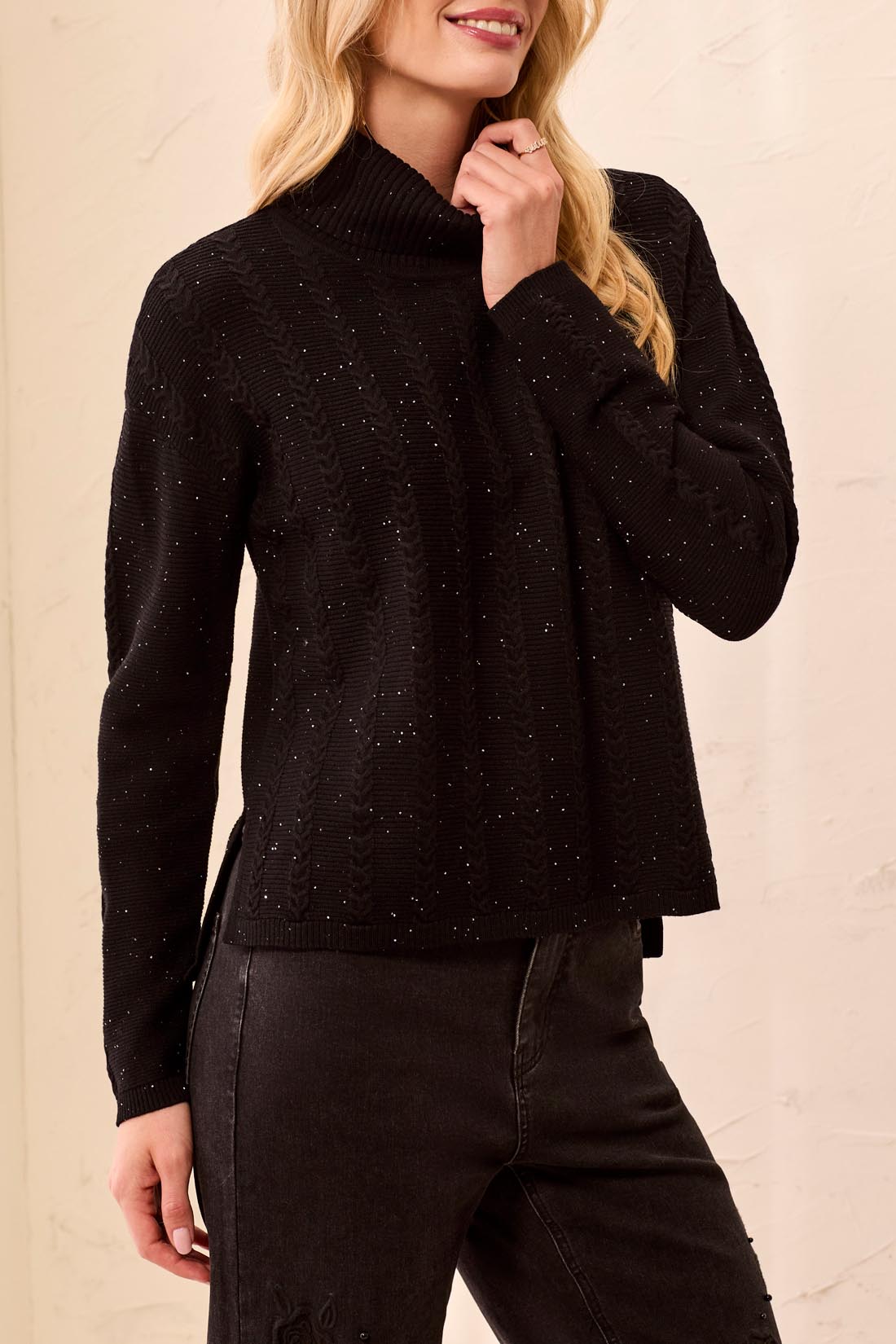 Turtle Neck Cable Sweater