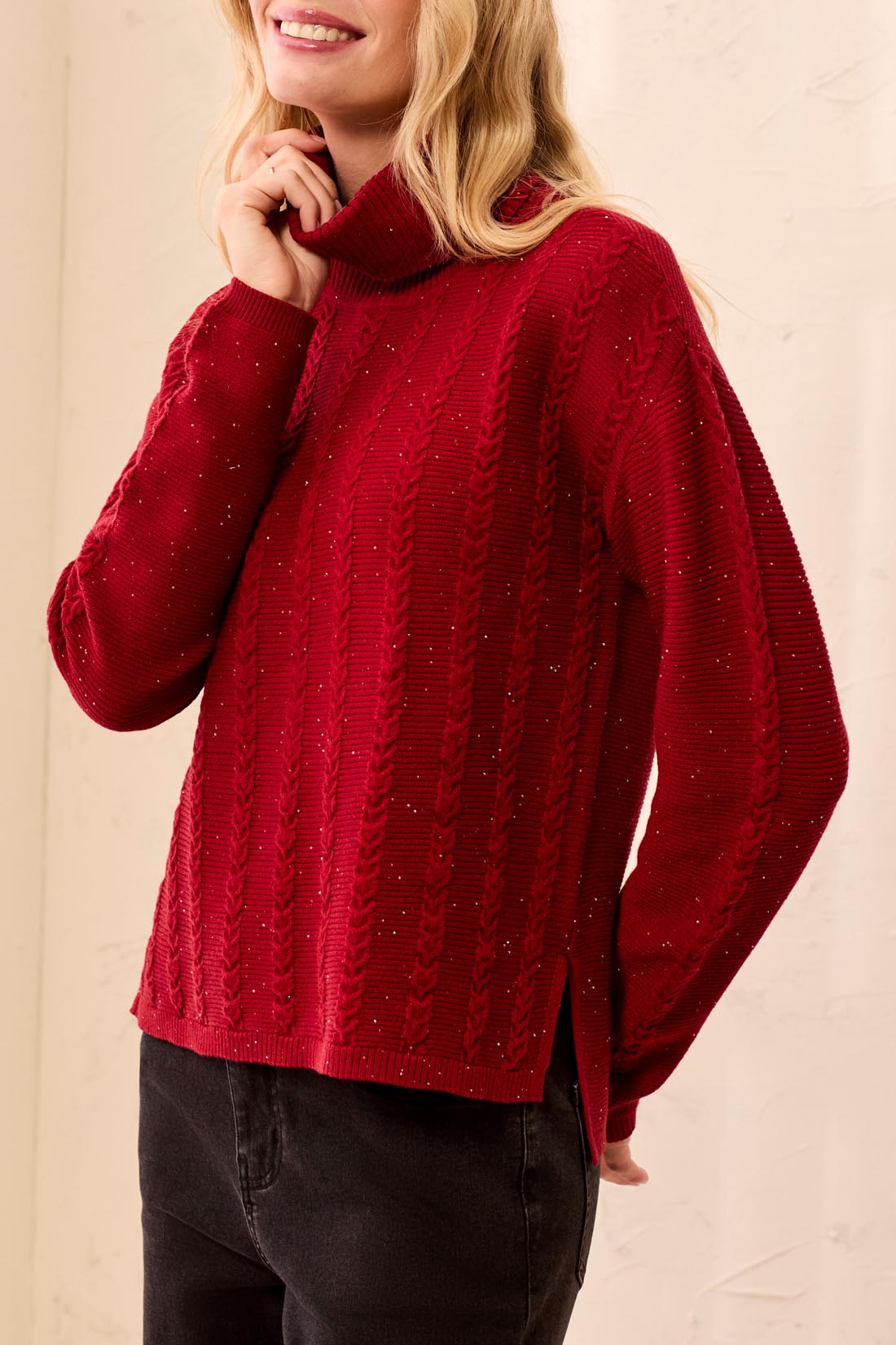 Turtle Neck Cable Sweater