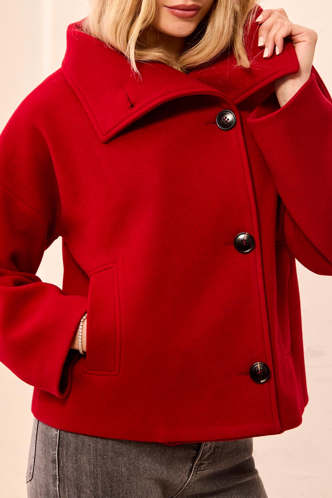 Assymetric Button Front Jacket