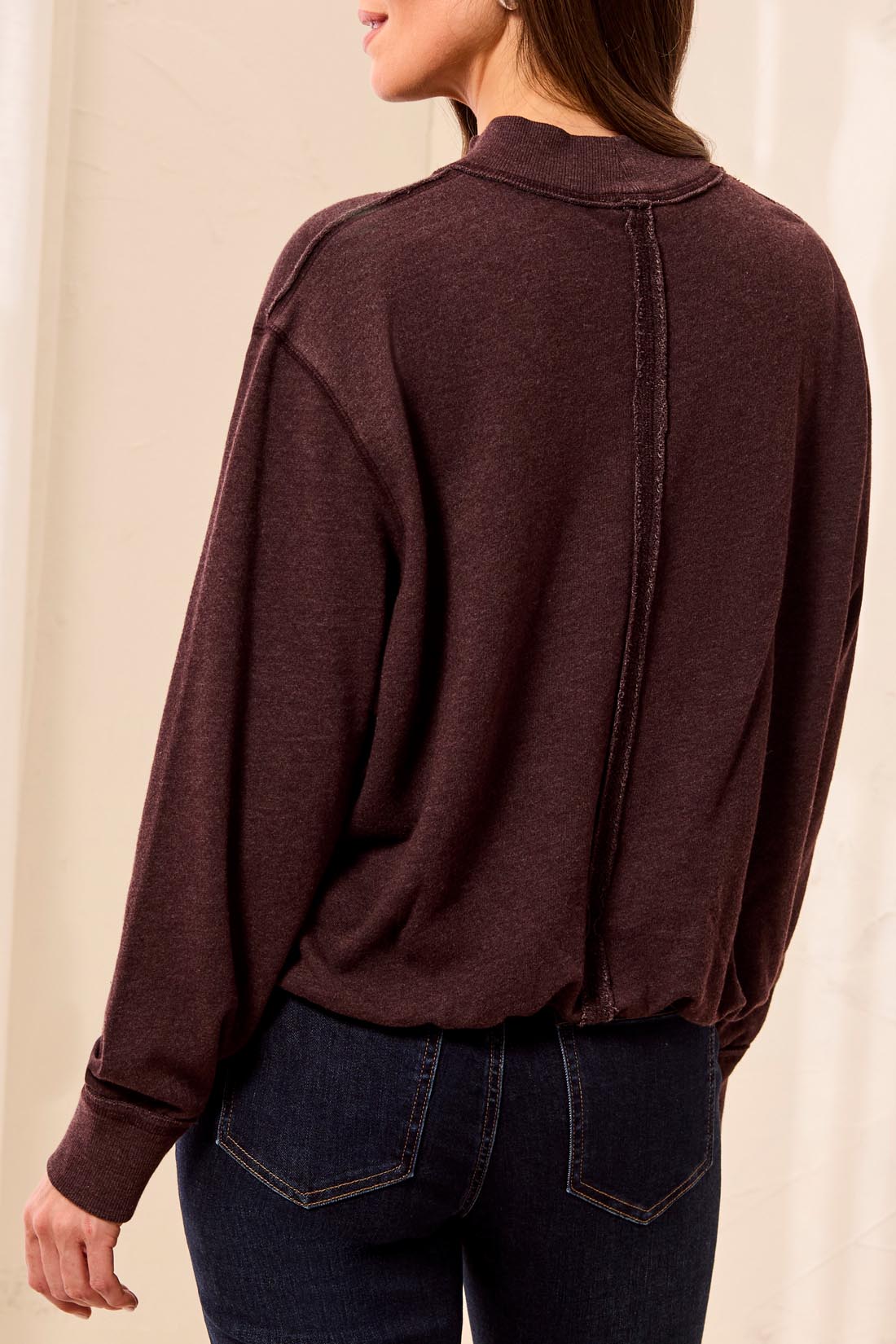 Mock Neck Bubble Hem Sweatshirt