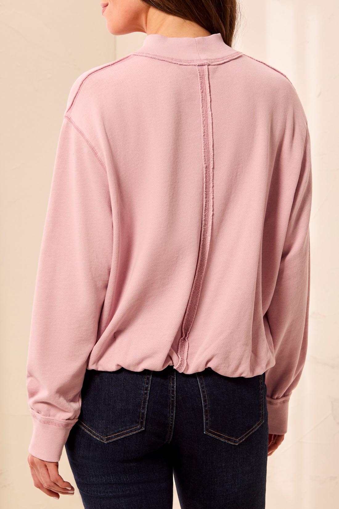Mock Neck Bubble Hem Sweatshirt