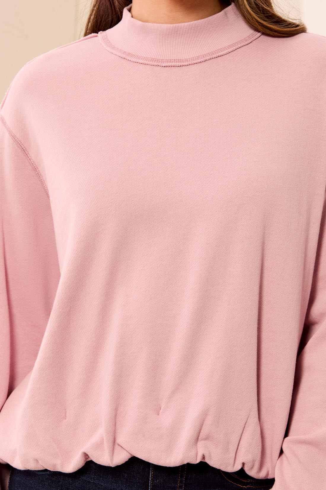Mock Neck Bubble Hem Sweatshirt