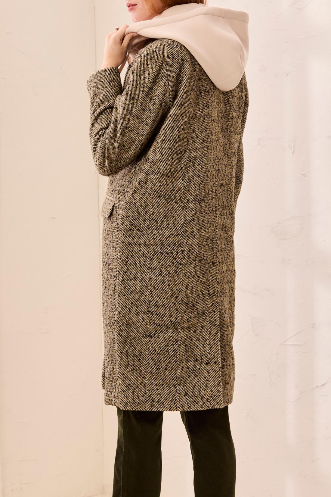 Tweed Coat with Detachable Hood