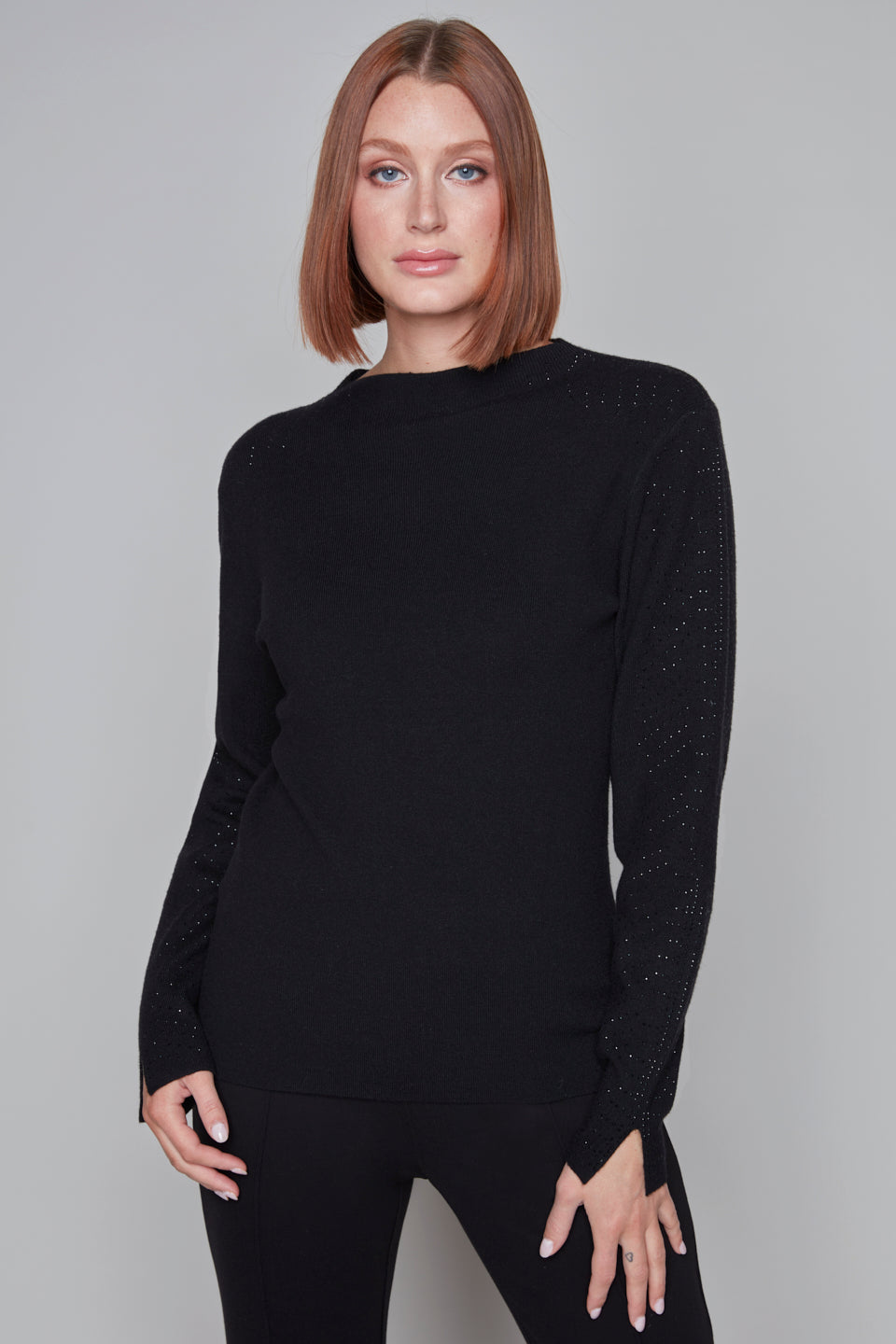 Crystal Stud Trim Pullover