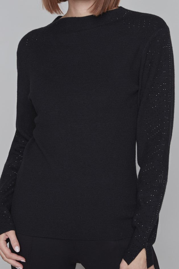 Crystal Stud Trim Pullover