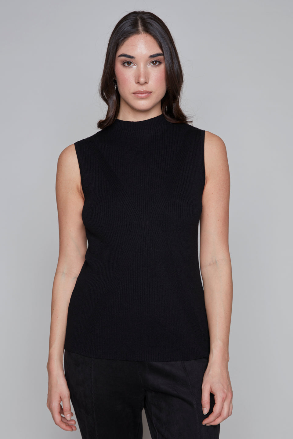 Mock Neck Sleeveless Pullover