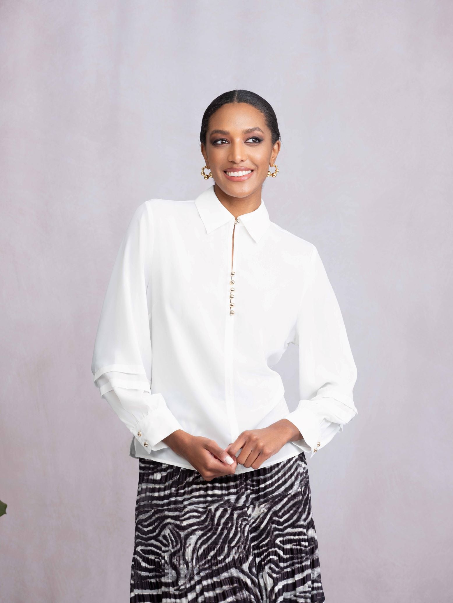Shirt Collar Georgette Top