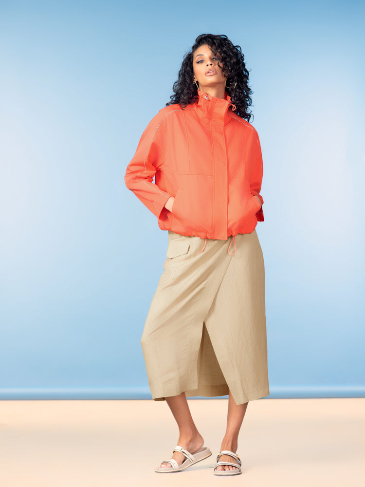 Zip Front High Neck Cotton Jacket