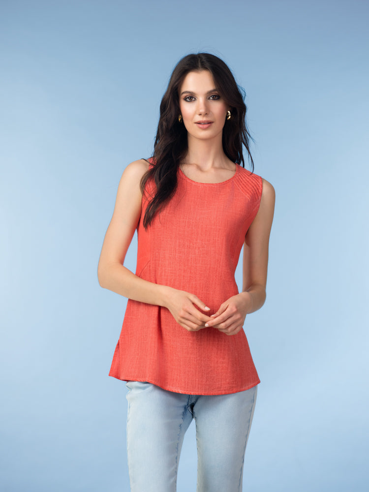 Linen Blend Fit & Flare Top