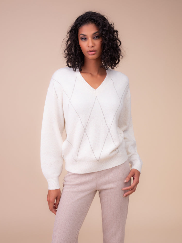 V-neck Stud Trim Sweater