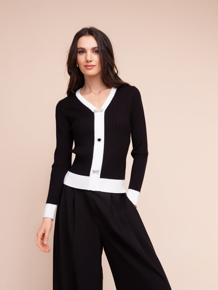 Color Block V-neck Sweater
