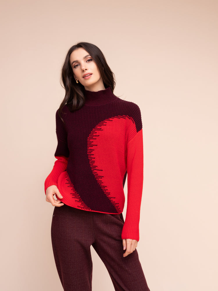 Geometric Print Cotton Sweater
