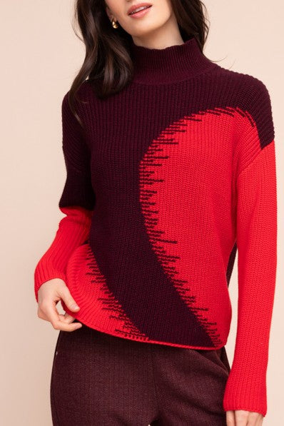 Geometric Print Cotton Sweater