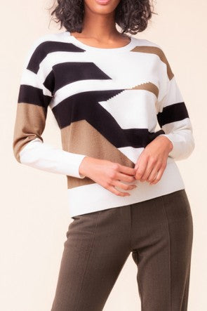 Geometric Scoop Neck Sweater