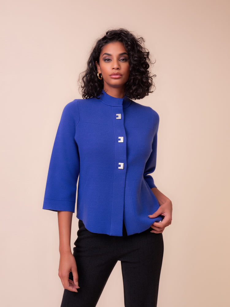 Mandarin Collar Knit Jacket