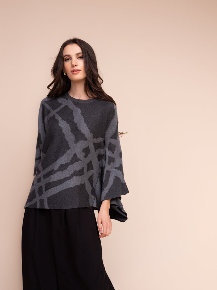 Geometric Diagonal Hem Cape