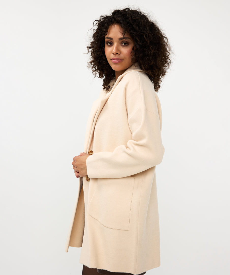 Notch Collar Button Front Knit Jacket
