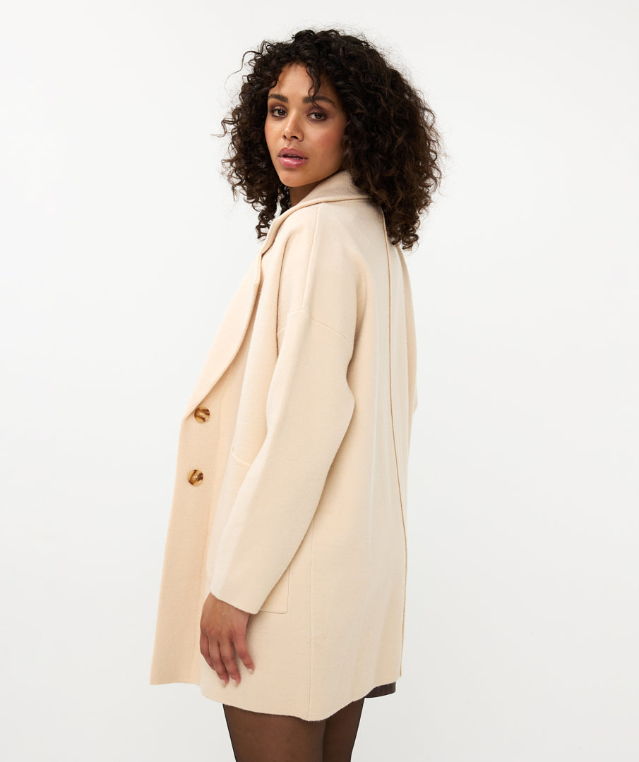 Notch Collar Button Front Knit Jacket