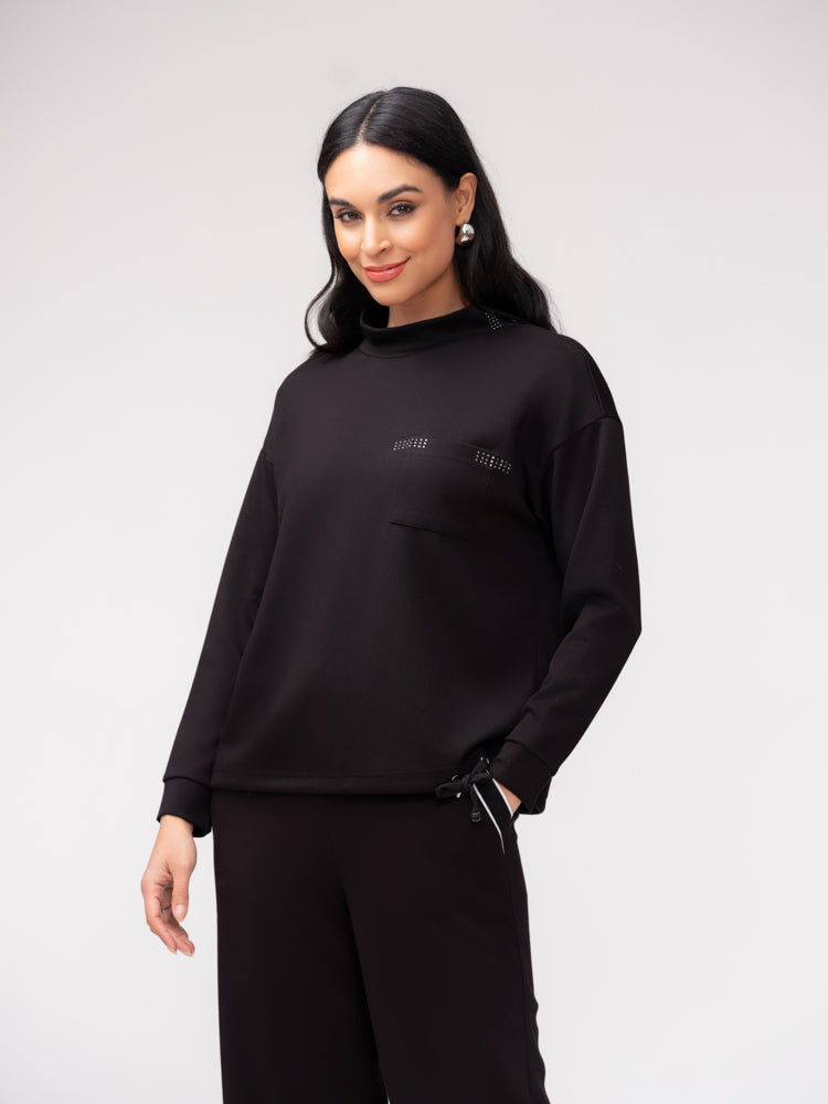 Turtle Neck Drawstring Top