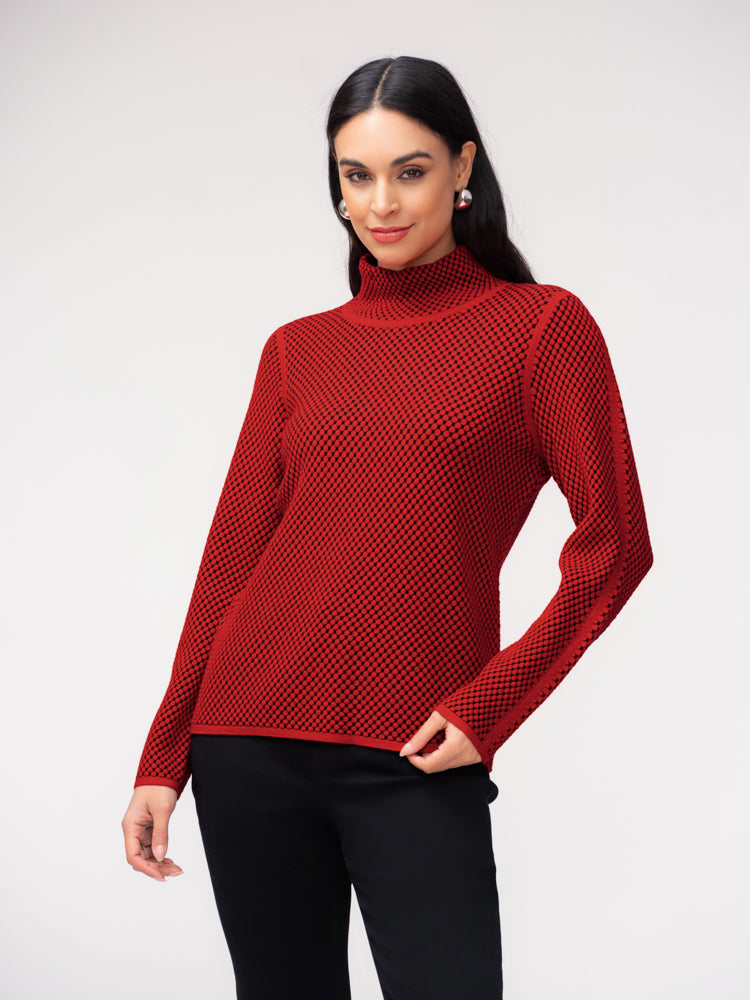 Dot Jacquard Mock Neck Sweater