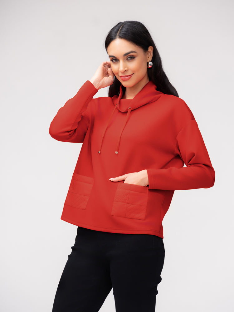 Drawstring Mock Neck Top