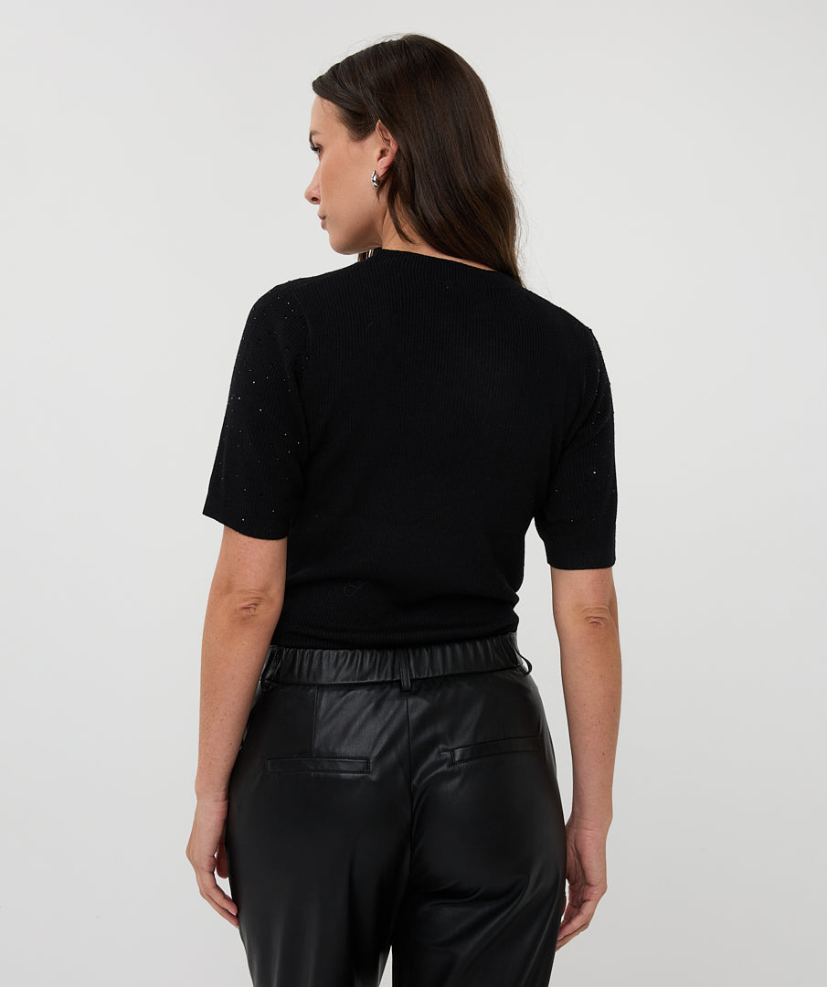 Crew Neck Stud Melange Pullover