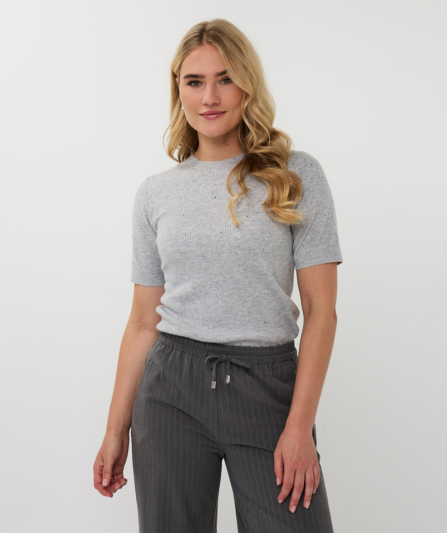 Crew Neck Stud Melange Pullover