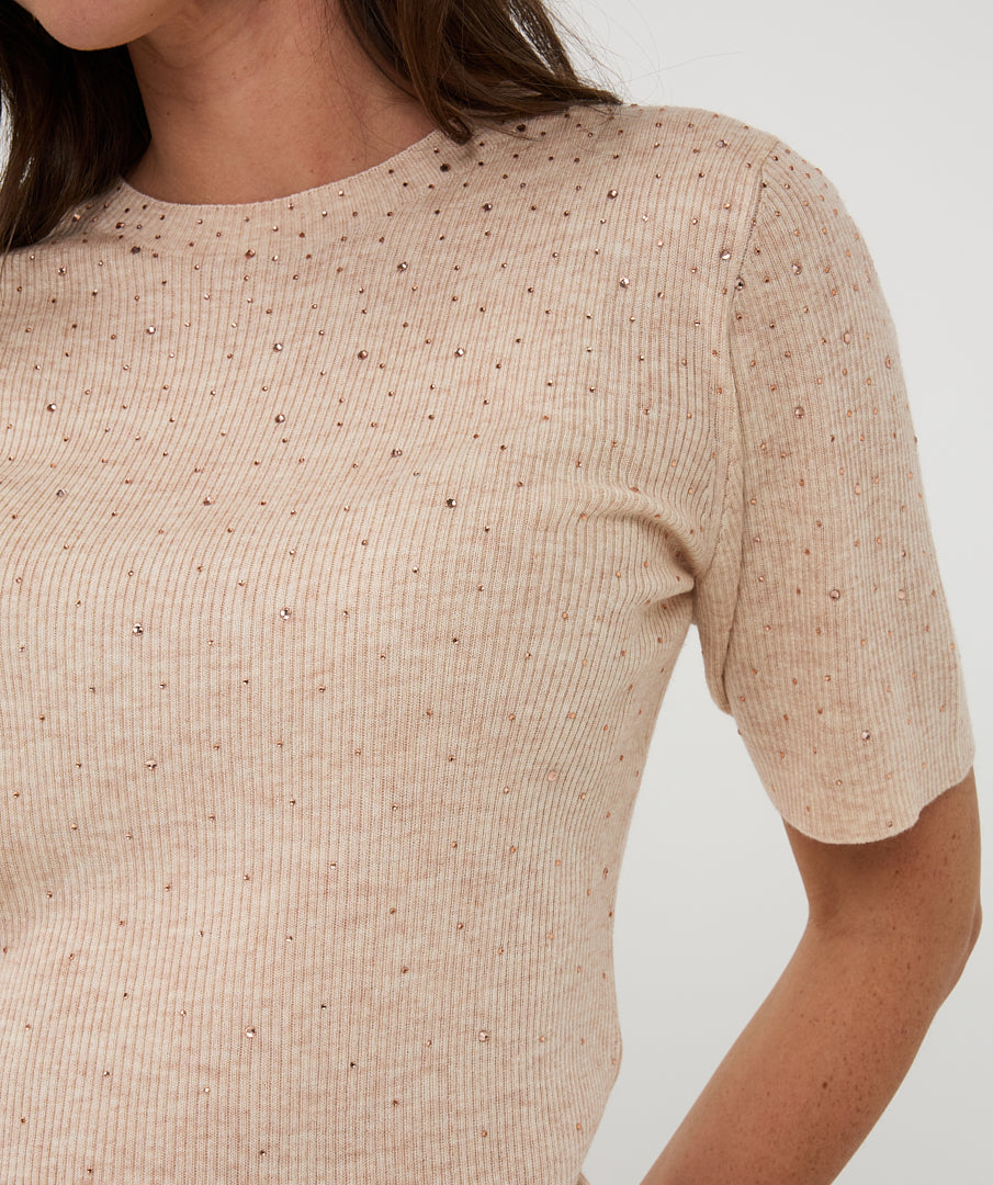 Crew Neck Stud Melange Pullover