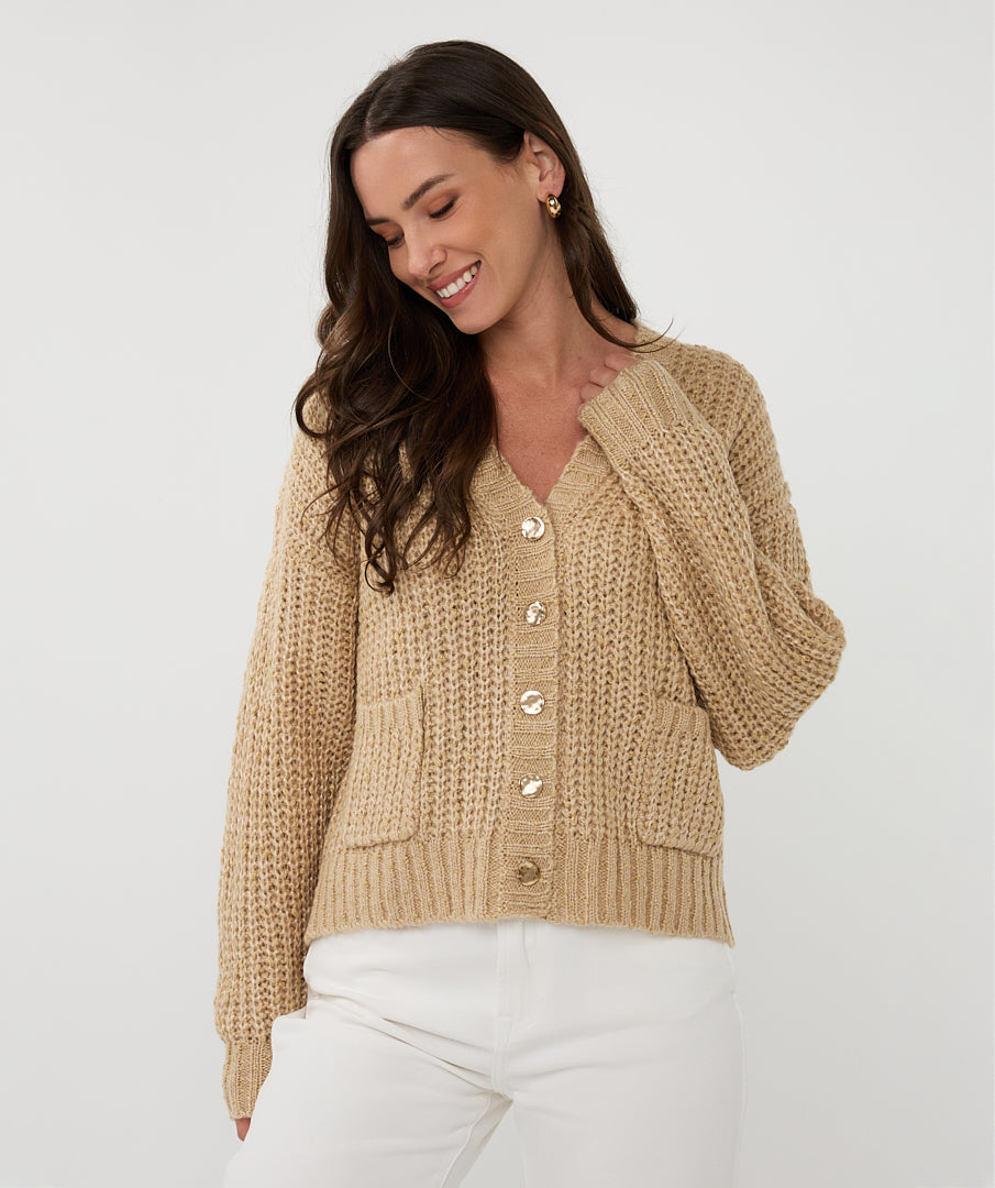 Shaker Knit Lurex Cardigan