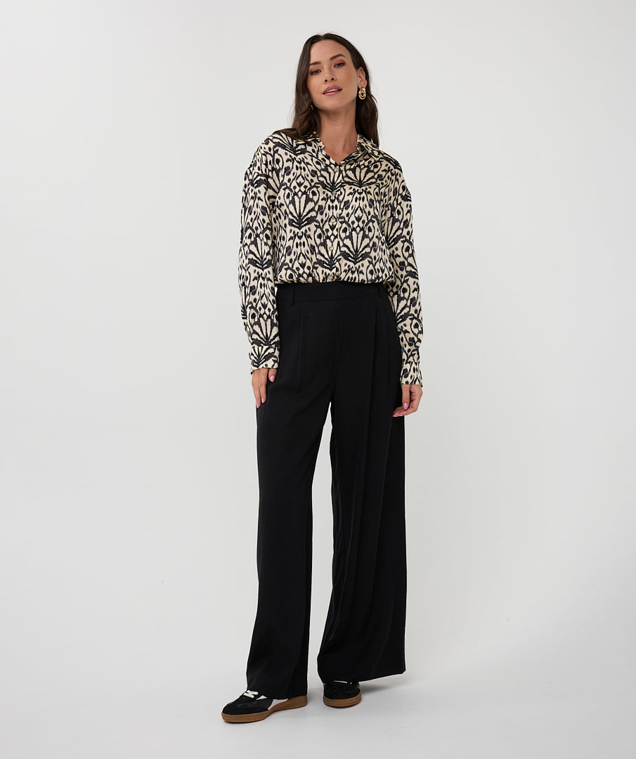 Flower Print Satin Shirt