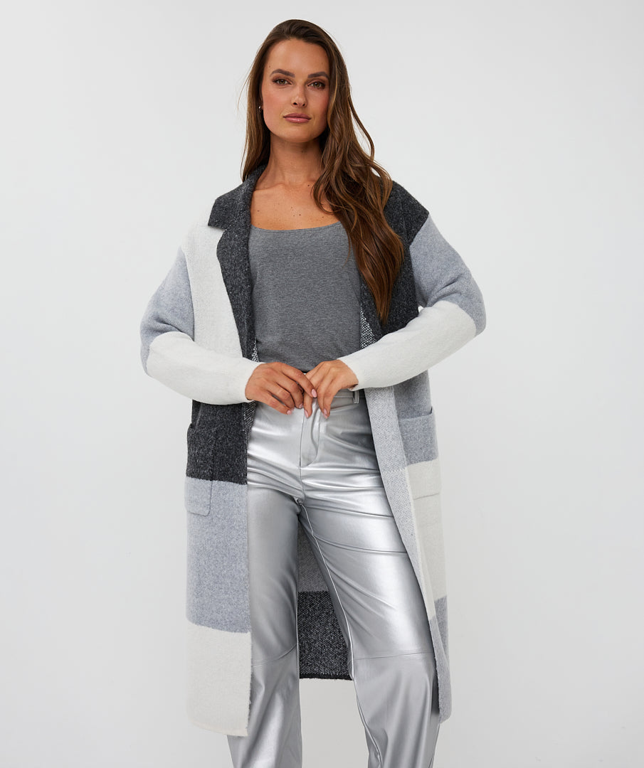 Color Block Melange Sweater Jacket